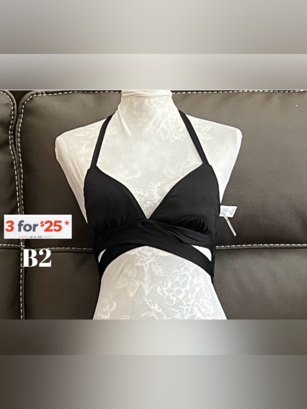 Shade & Shore Black halter top  Bikini Top